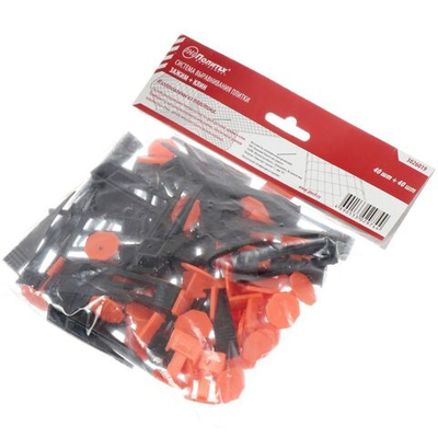 Зажим для выравнивания плитки 40 шт, + клин 40 шт, пакет, 3026019