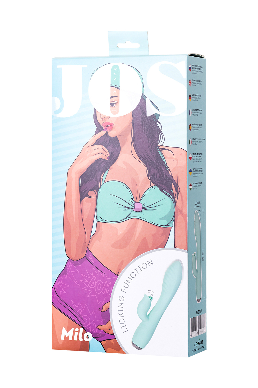 Вибратор с клиторальным стимулятором и язычком Milo мятный 20 см