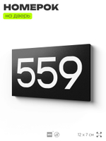 Номер на дверь 559, табличка на дверь для офиса, квартиры, кабинета, аудитории, склада, черная 120х70 мм, Айдентика Технолоджи