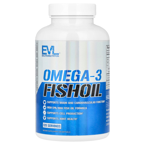 EVLution Nutrition, рыбий жир с омега-3, 1000 мг, 120 капсул