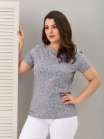 Футболка Фкл-192/оливковый-голубыецветы