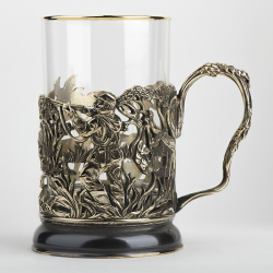 Подстаканник "Охота на уток" в футляре с ложечкой