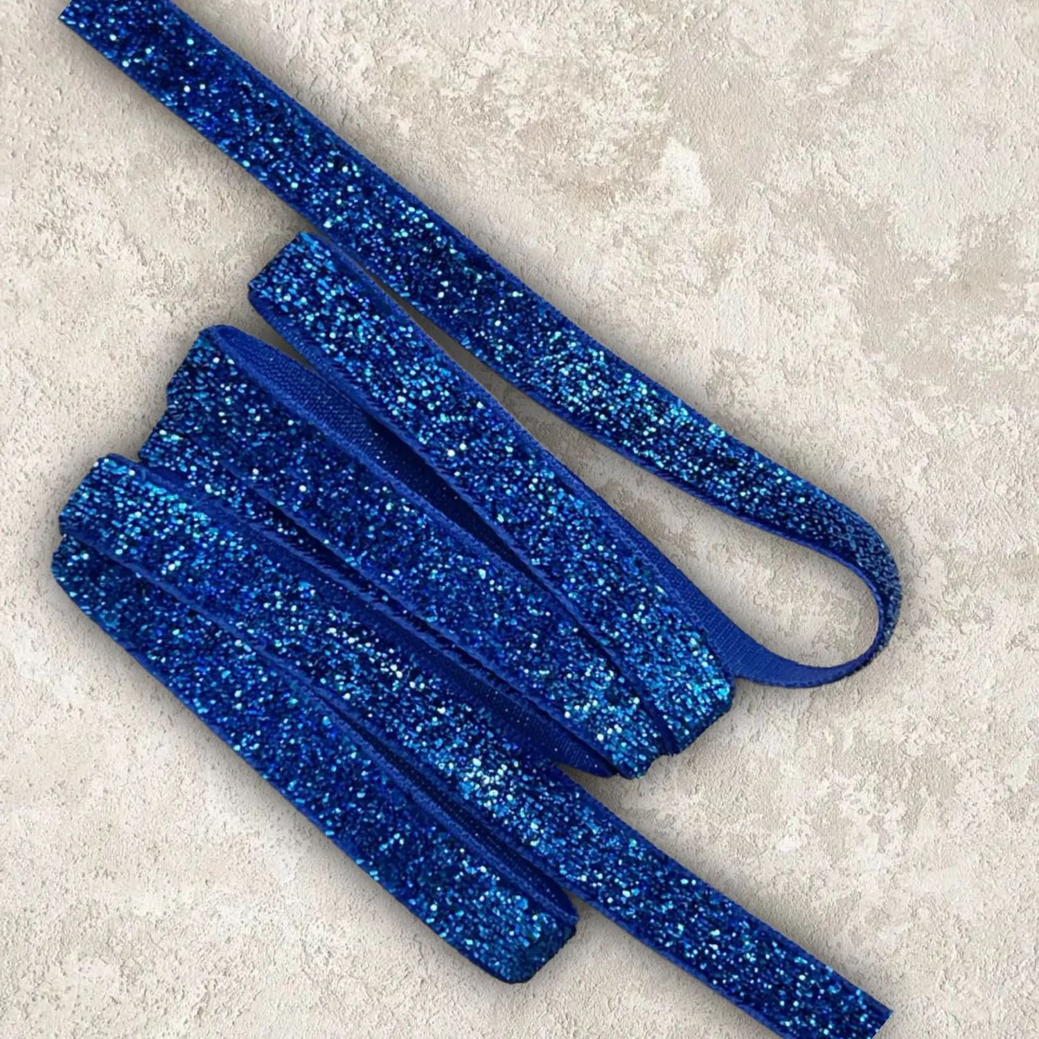 бархатная лента с блестками синий (1м)