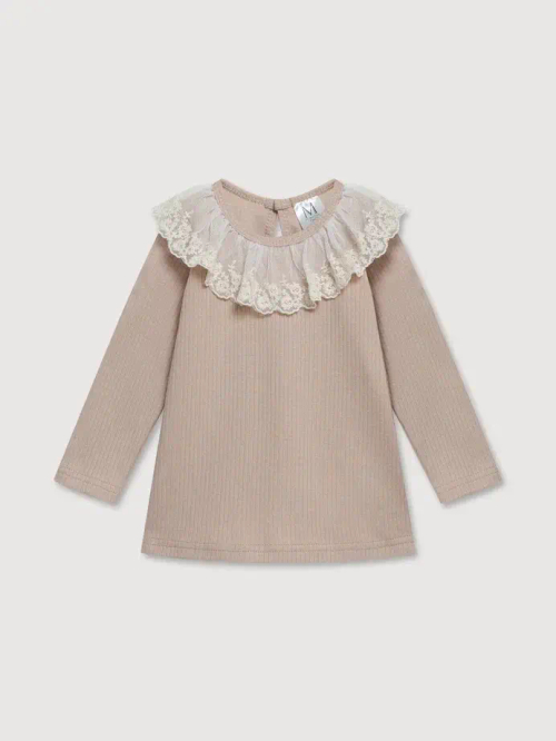 Лонгслив с воротником, Бежевый