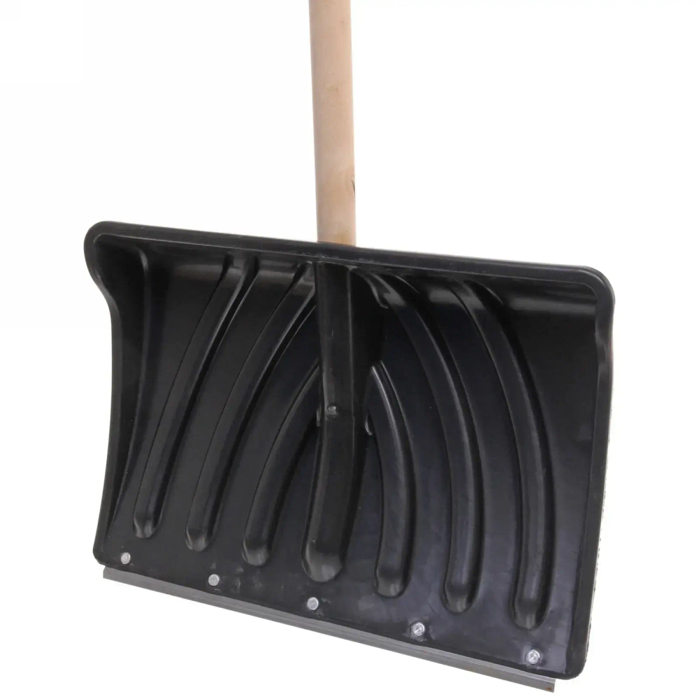 Лопата снеговая «Крепыш-2» 465*340 мм, пластик.с клёп. пл., мет.чер и с V-ручкой, d=32