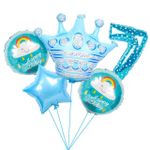 Шар (40"/102 см) Цифра, 7, Звездочки, Голубой, в упаковке 1 шт.