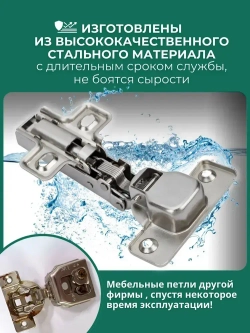 Петли мебельные с доводчиком, 20 шт.