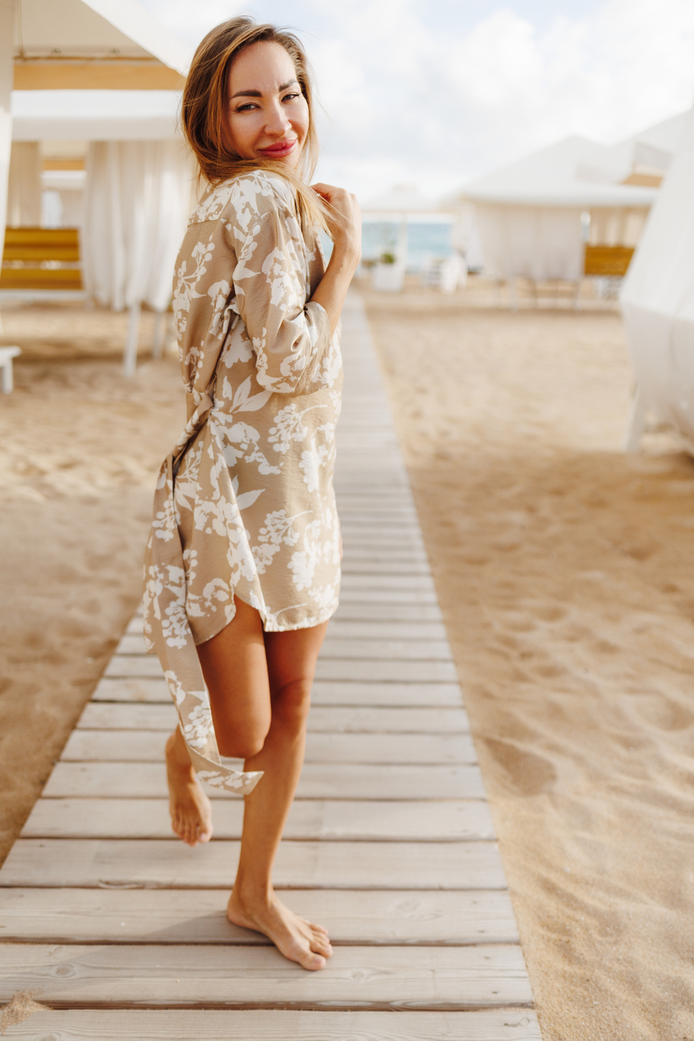 Блузка-Туника "Бежевый принт"