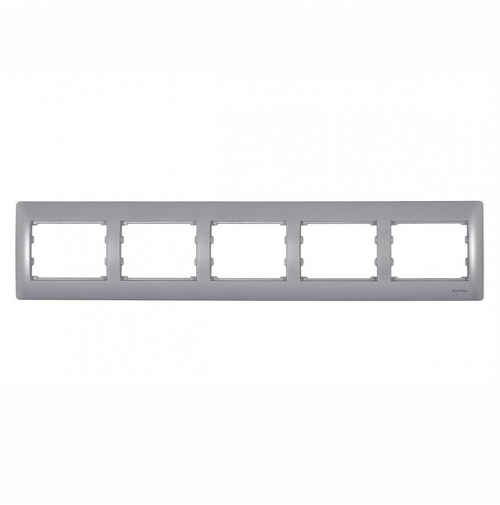 Рамка пятиместная Корса горизонтальная серебро.