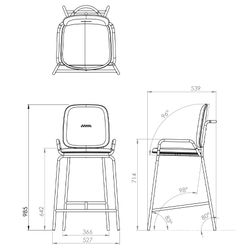 Стул полубарный Ror, 2 Frame, велюр, черный/черный