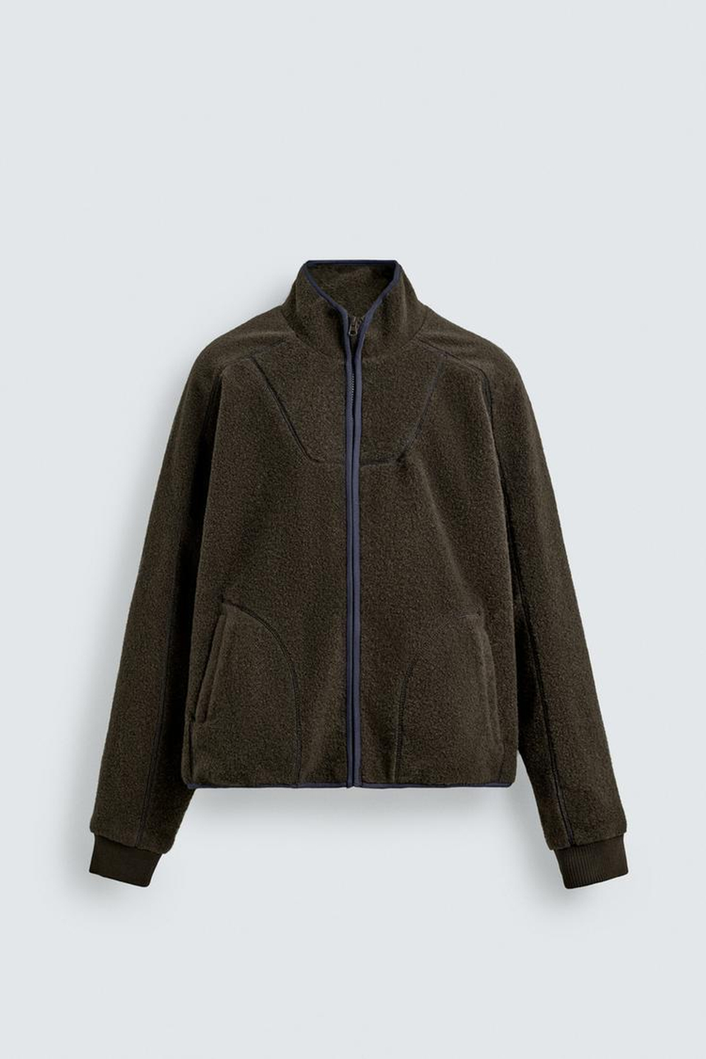 ZARA ТОЛСТОВКА ИЗ ИСКУССТВЕННОЙ ОВЧИНЫ НА МОЛНИИ, КОРИЧНЕВЫЙ