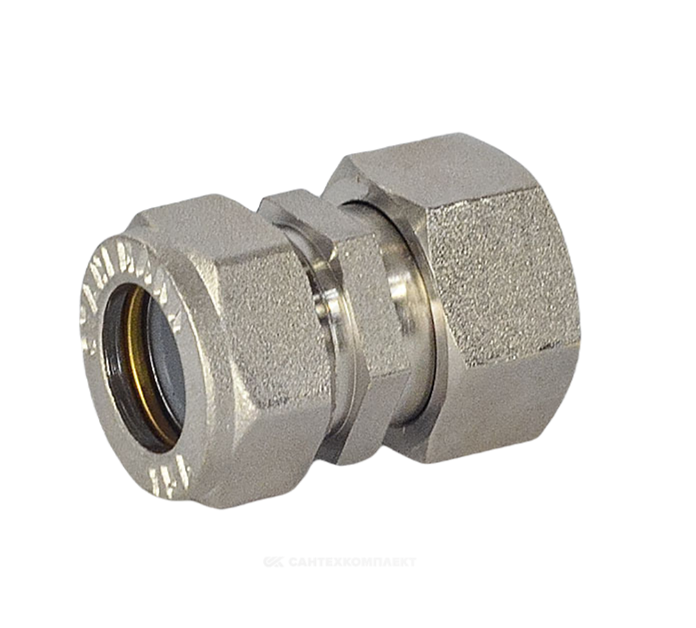 Муфта латунь никель 15Aх3/4" ЕК обжим/ВР STAHLMANN SSFL1503/4BEFE