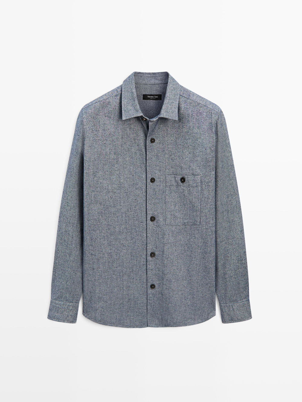 Massimo Dutti Меланжевая куртка-рубашка с карманом, линялый синий