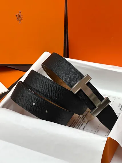 Двусторонний ремень Hermes, чёрный/коричневый