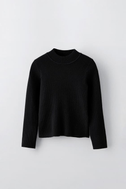 ZARA СВИТЕР В РУБЧИК, ЧЕРНЫЙ