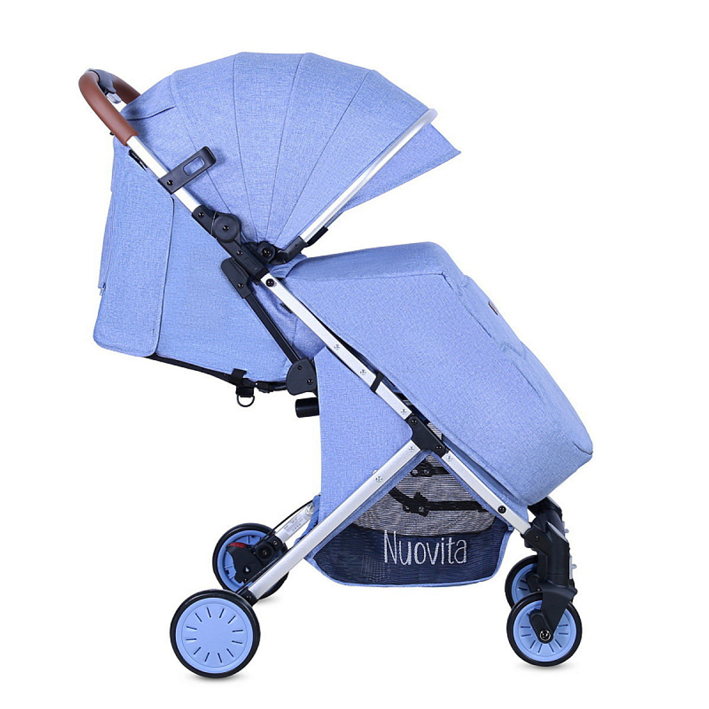 Детская прогулочная коляска Nuovita Giro Lux Denim, Argento / Джинсовый, Серебряный