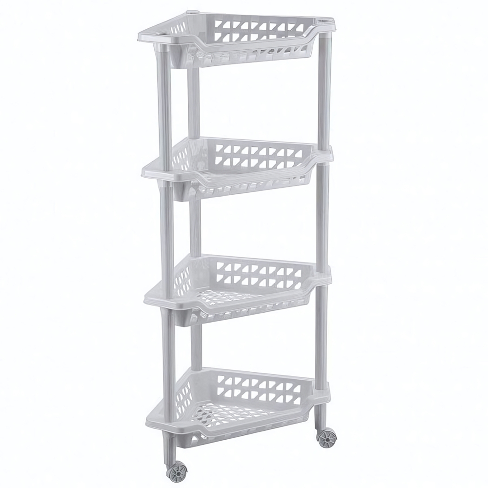 Этажерка угловая "тереза" 4 полки 400х270х840 мм (светло-серый)