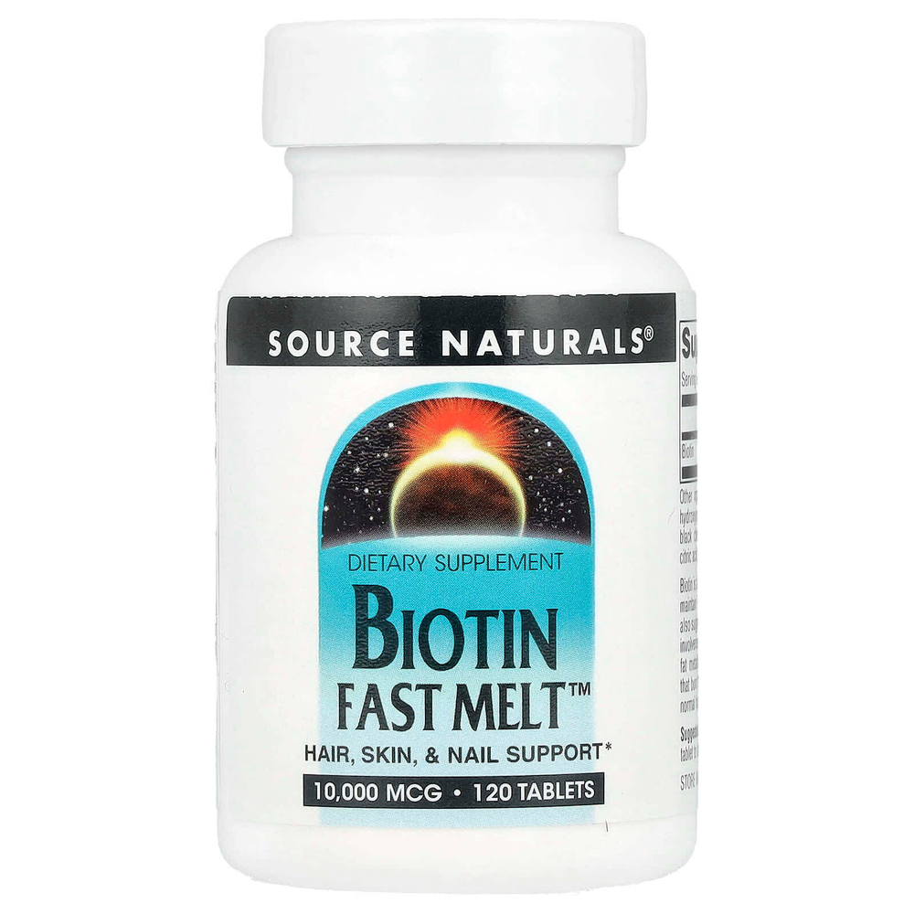 Source Naturals, Biotin Fast Melt ™, 10 000 мкг, 120 таблеток