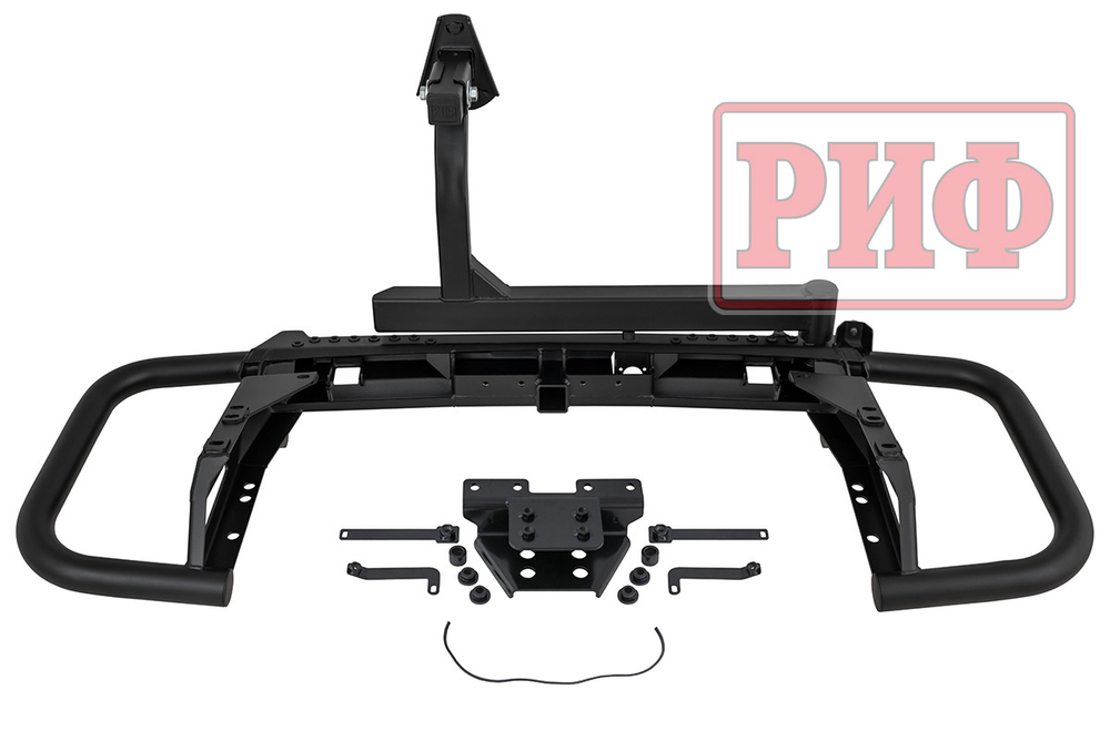 Бампер силовой задний Toyota Land Cruiser 200 2007-2015 c квадратом под фаркоп и калиткой, стандарт РИФ