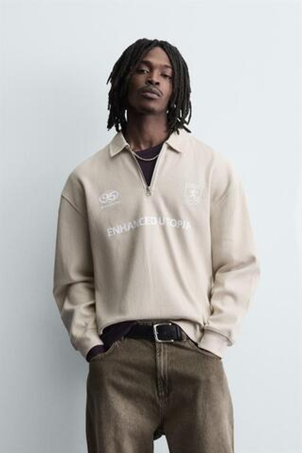 ZARA ПОЛО В РУБЧИК, ЭКРЮ