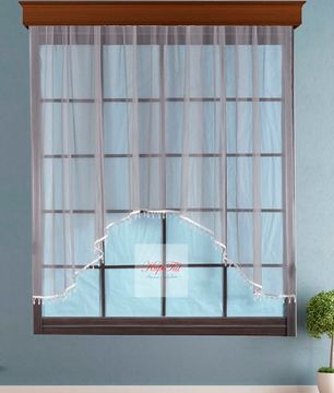 Короткий тюль-арка со стеклярусами. Клайм (серый)