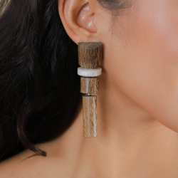 Серьги Nature Bijoux, Okawa, с деревом роблес и перламутром, NB26.1-12-90590 (коричневый)