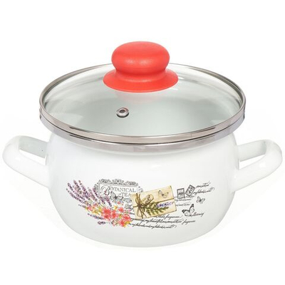 Кастрюля сталь, эмал, 1.5 л, с крыш, Сантэкс, Прованс, 1-2415112, индукц