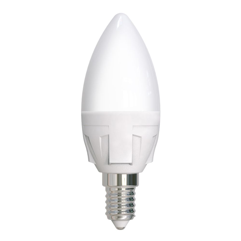 LED-C37 7W/6500K/E14/FR PLP01WH Лампа светодиодная. Форма «свеча», матовая. Серия ЯРКАЯ. Дневной белый свет (6500K). Картон. ТМ Uniel