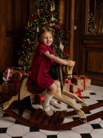 Велюровое платье Mjölk Red, с бантом