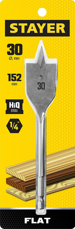 STAYER Flat, 30 x 152 мм, перовое, cверло по дереву (2950-30)