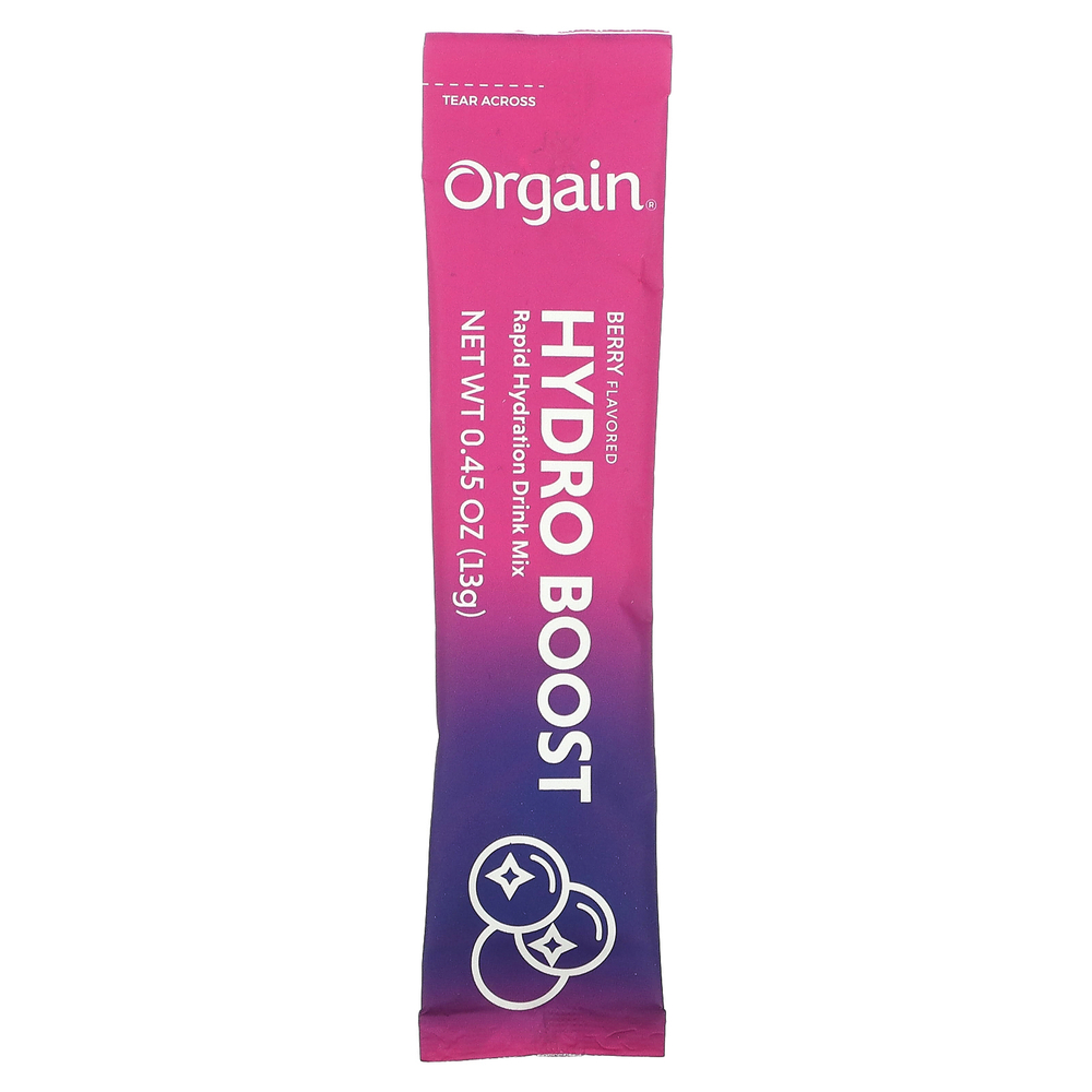 Orgain, Hydro Boost, смесь для быстрого увлажнения, ягодный, 8 пакетиков по 13 г (0,45 унции)