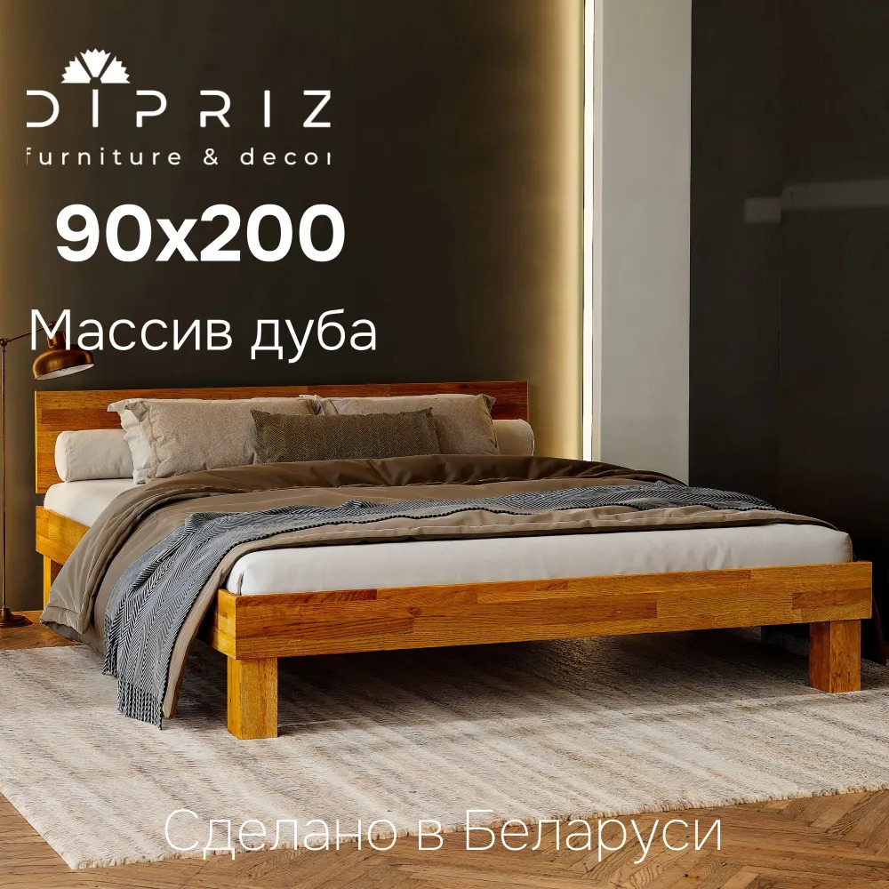Кровать Buona Vita 90х200 из натурального дуба на ножках в стиле лофт