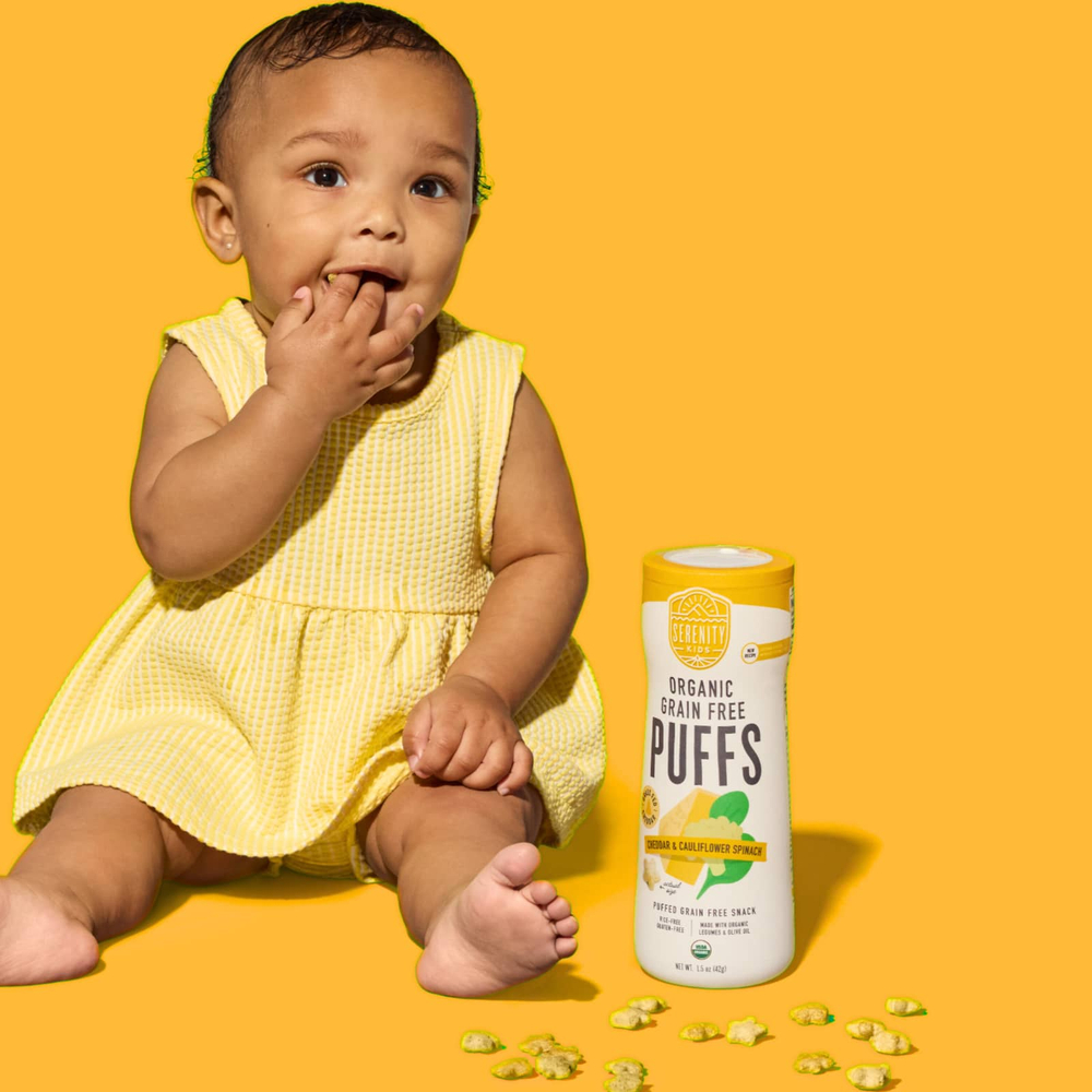 Serenity Kids, органические колечки без злаков, чеддер и цветная капуста, шпинат, 42 г (1,5 унции)