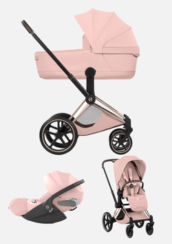 Cybex Priam 5 Style, в цвете Peach Pink (шасси Rose Gold) + автокресло Cybex Cloud T Plus