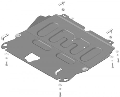 Защита картера двигателя, КПП (2 мм, сталь) для Nissan X-Trail 2007-2015, 2015-2022, Nissan Qashqai 2015-2021, Nissan Rogue Sport 2017-2022 Motodor.71401