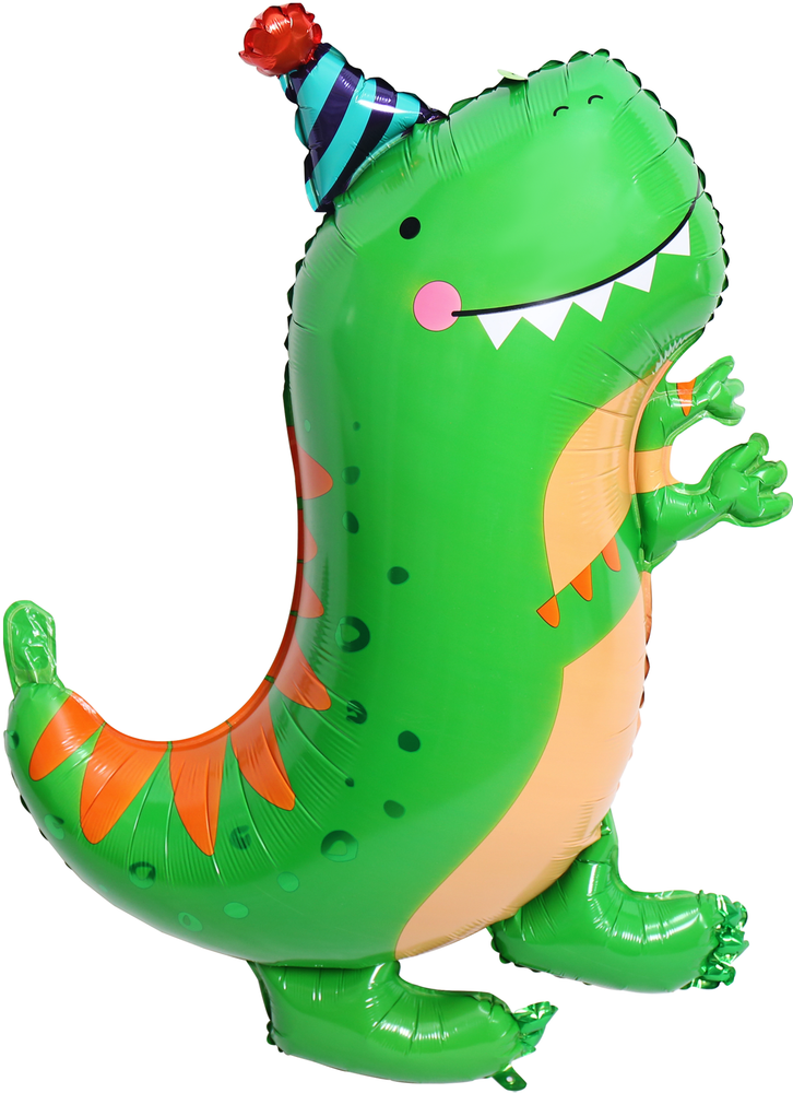 К Фигура, Динозавр в колпачке, Зеленый, 38&#39;&#39;/97 см, 1 шт.