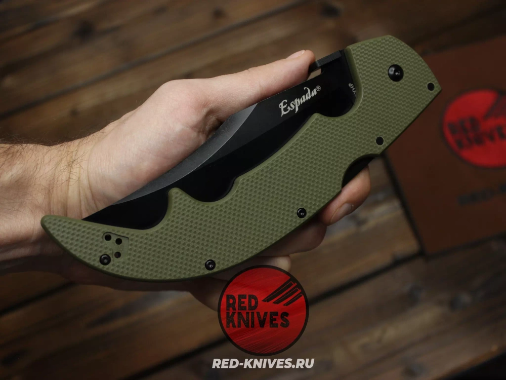 Нож Cold Steel Espada Large - зеленая рукоять, черный клинок RK-484