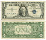 Банкнота США 1 доллар (серебряный сертификат) 1957A Q 76165363 A. VF