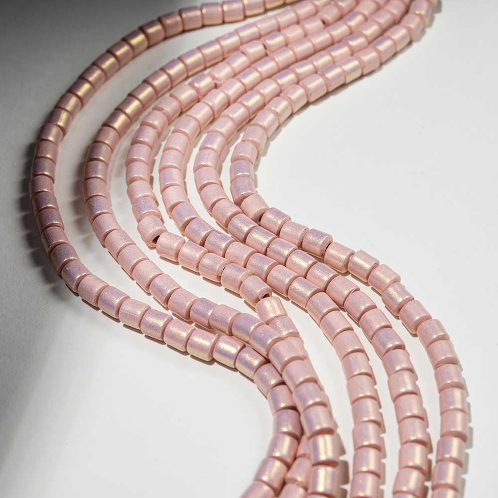 Бусины хеши, каучук с напылением, оттенок "Пыльная роза", 6*6мм