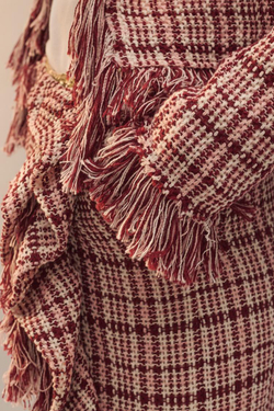 ZARA ЖАКЕТ С БАХРОМОЙ, ТЕМНО-РОЗОВЫЙ