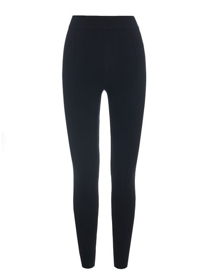 Женские брюки черного цвета с рельефными полосками из вискозы - фото 1