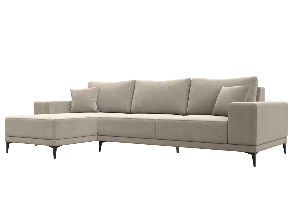 Диван угловой Льюес левый, Бежевый, Микровельвет, 122402L