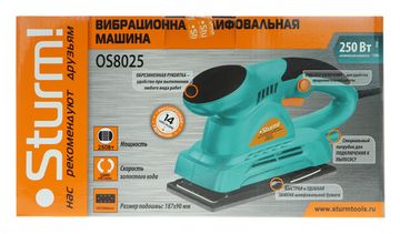Машина шлифовальная вибрац. Sturm OS8025 250Вт 12000об/мин 90х187 мм подкл.пылес