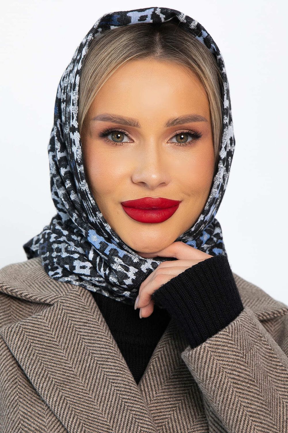 Косынка с отворотом (голубые пазлы) КО22-23М LT Collection