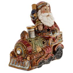 GAEM Набор из 2шт: Фигурка декор c подсветкой "Дед Мороз на поезде" (LR44x6), L26 W9 H15,5 см