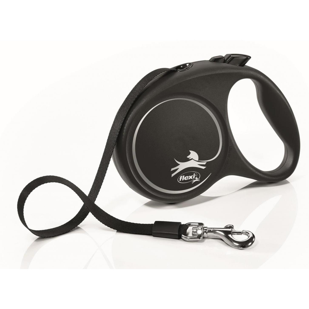 FLEXI Рулетка BLACK DESIGN M ремень 5 м до 25 кг, серебряный
