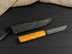 Нож Ханты-Манси, дамасская сталь, рукоять карельская берёза