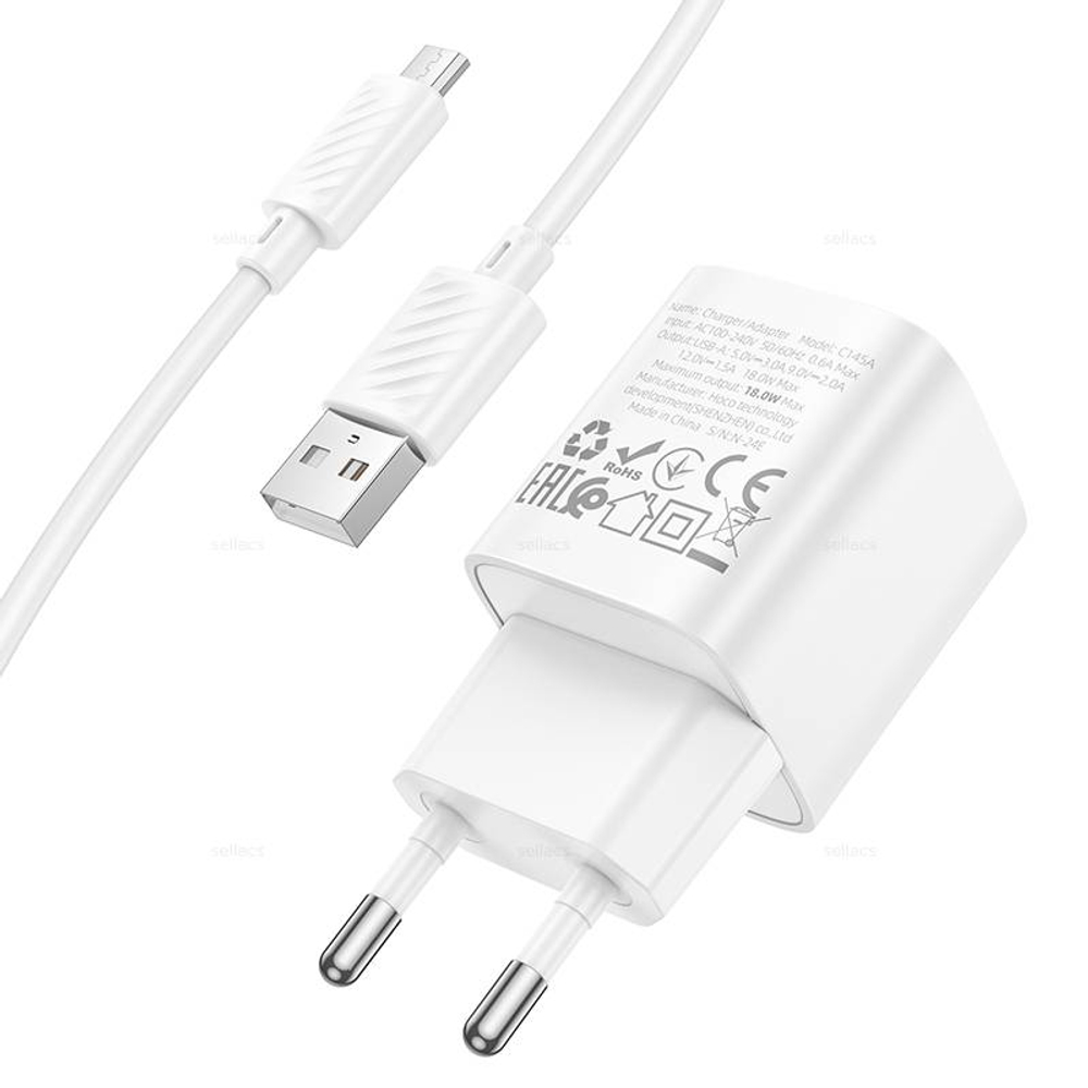 Зарядное устройство для Micro-USB Hoco C145A QC3.0 (white)