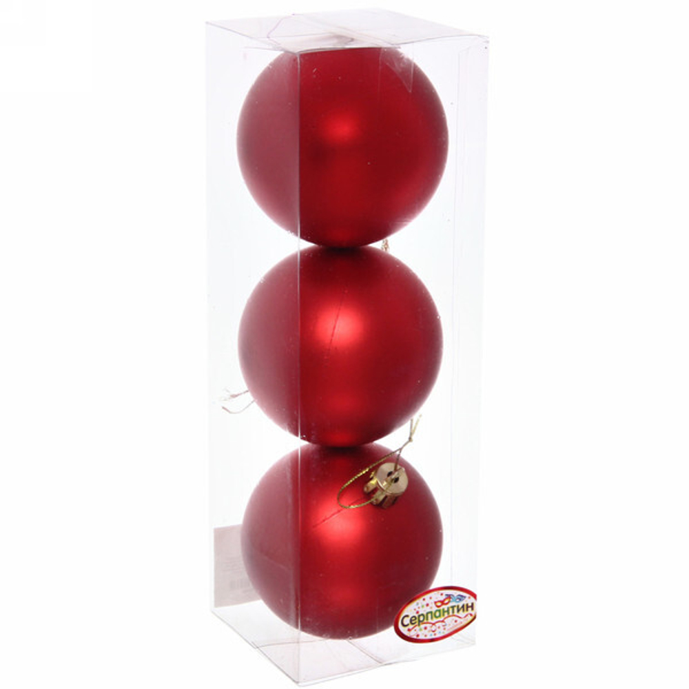 Новогодние шары 7 см (набор 3 шт) «Матовый», красный