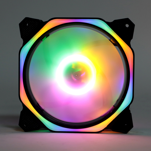 Вентилятор TESLA RGB120-RB, 120мм, 1200rpm, 3-pin+Molex, черный-белый/FRGB, 38CFM, 21дБ, антивибропрокладки (TSL-120-RB)